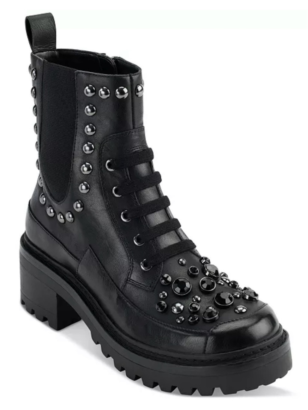 Karl Lagerfeld Black Studded Platform Combat Breck Boot